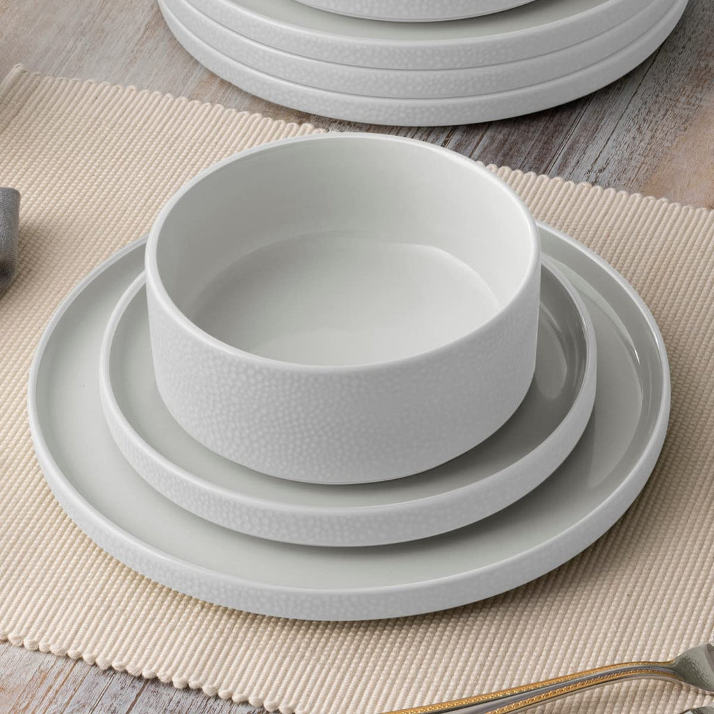 ColorTex Stone White 16-Piece Dinnerware Set, Service for 4