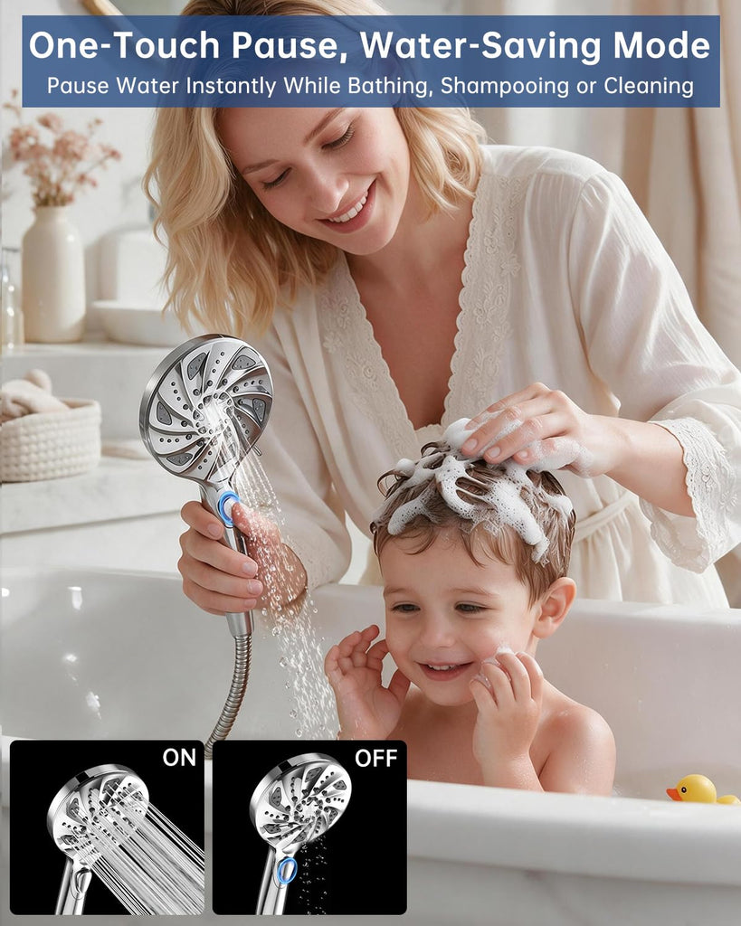 Filtered Shower Head with Handheld, High Pressure Rain Shower Head Combo with Filters, 10 Sprays Hand held Showerhead