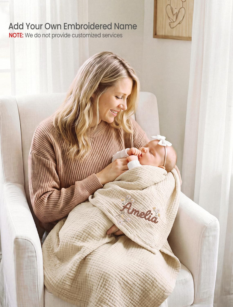 Muslin Baby Blanket Neutral: 100% Cotton Crib Blanket for Toddler