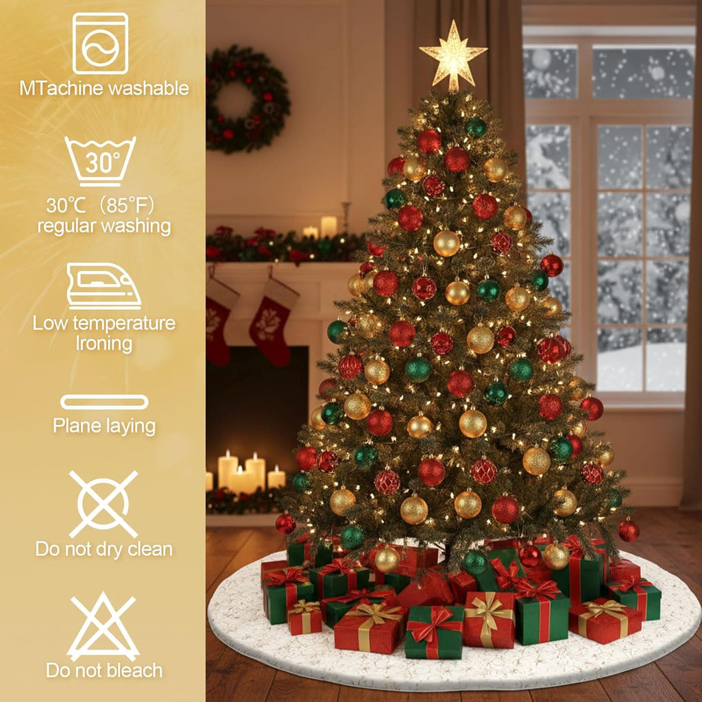 Faux Fur Christmas Tree Skirt, White, 60 Inch