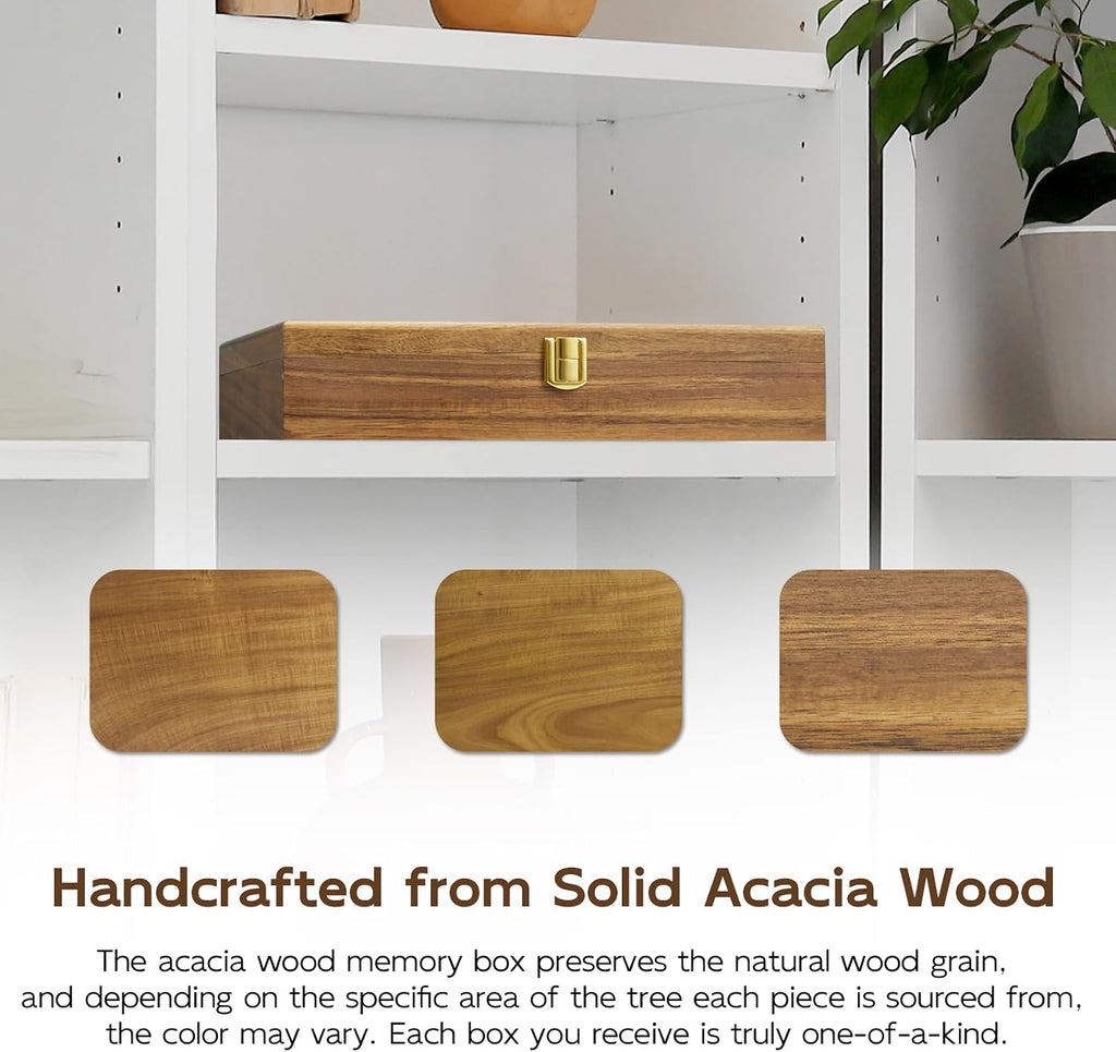 Acacia Wood Keepsake Box, Large Decorative Box, Memories Box with Lids, Wedding Keepsake Box, Jewelry Box, Prayer