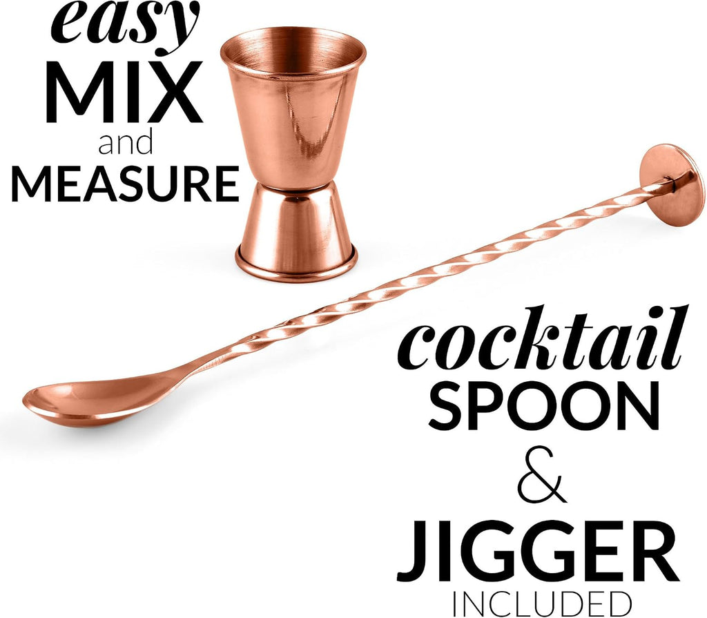 Zulay Cocktail Shaker Set - Stainless Steel Mixed Drink Shaker - Martini Shaker Set with Build in Strainer, Double - Set of 3