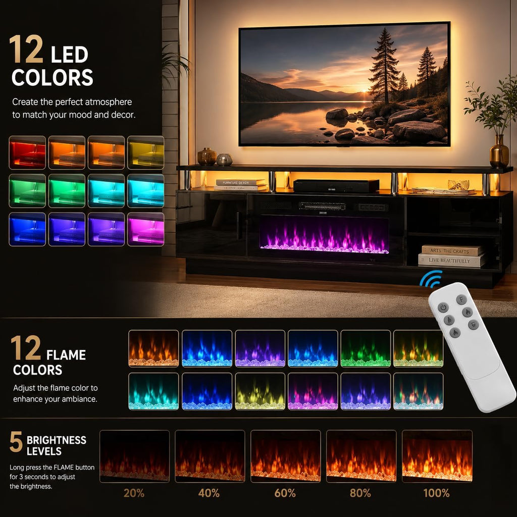 70" TV Stand for Living Room, Modern Entertainment Center & Media Console, Fits TVs up to 80", Storage Cabinet with