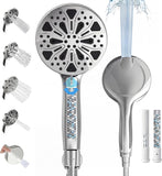 High Pressure Handheld Shower Head, 5" Large 10-Mode Filtered Showerhead with 59" Stainless Steel Hose