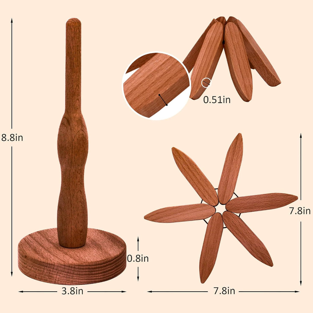Wooden Trivets for Hot Dishes, Wooden Tree Trivet for Easy Storage - Suited for Hots, Pans, Bowl, Teapot - Set of 5