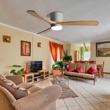 48" Quiet Ceiling Fan with LED Lights - 6 Speed Remote, 3 Color Temperatures, Modern Wood Flush Mount Ceiling Fans