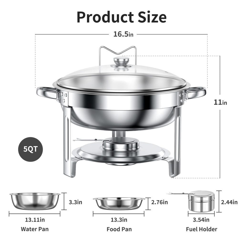 Chafing Dishes for Buffet Set: Round Catering Food Warmer with Lids