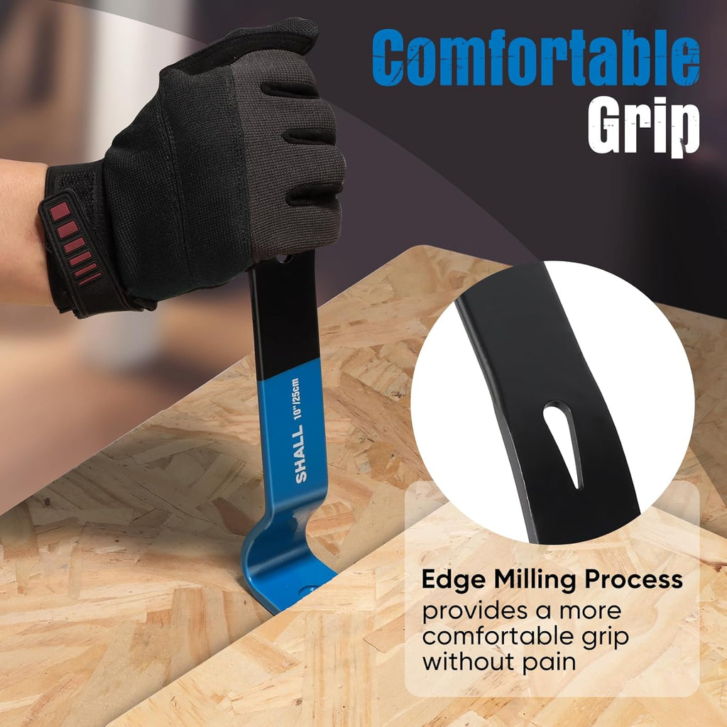 4-Piece Flat Pry Bar Set -15" 10" 7.5" 5.5"- Heavy Duty & Mini Nail Puller Crowbar, Utility Claw Bar, Wonder Bar