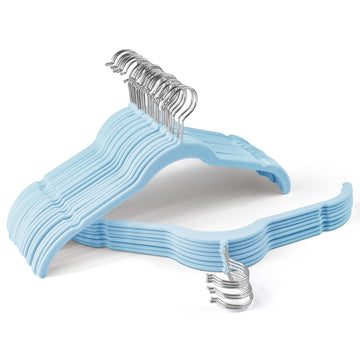 Velvet Hangers 30 Pack, Non-Slip Slim Felt Clothes Hangers Blue
