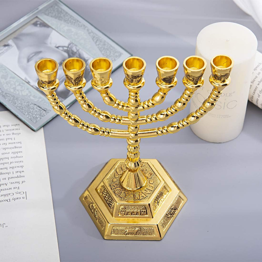 6" 7 Branch Candle Holder, Hanukkah Decoration