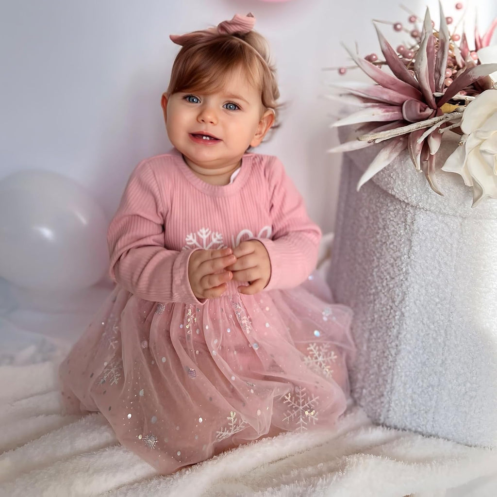 Baby Girl 1st Birthday Outfit Fall Pumpkin Winter Snowflake One Romper Sparkle Dress Headband Cake Smash Photo