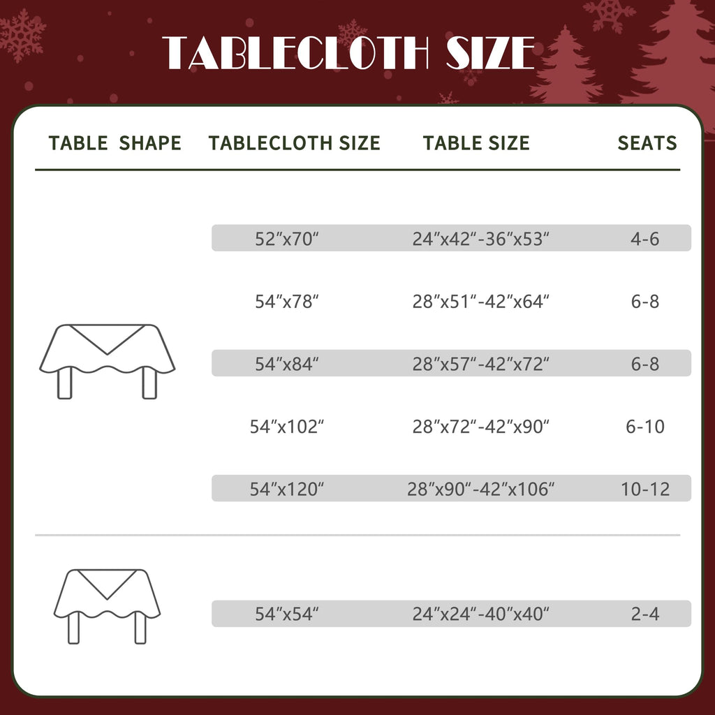 Christmas Rectangle Table Cloth, 100% Waterproof Tablecloth, Christmas Decorations, Vinyl Tablecloth Plastic Table
