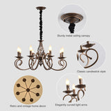 Rustic Chandeliers,8 Lights Candle French Country Chandelier,Vintage Iron Pendant Light Fixture Hanging Light for Farmhouse,Kitchen Island,Dining Room,Bedroom A109-B07ZFRDMFN