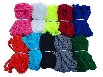 Mini Pom Pom Fringe Trim 10 Colors 5mm for Decoration DIY Crafts Sewing (3016 Mixed Color 16, 5mm,50 Yards) - 50 Yards