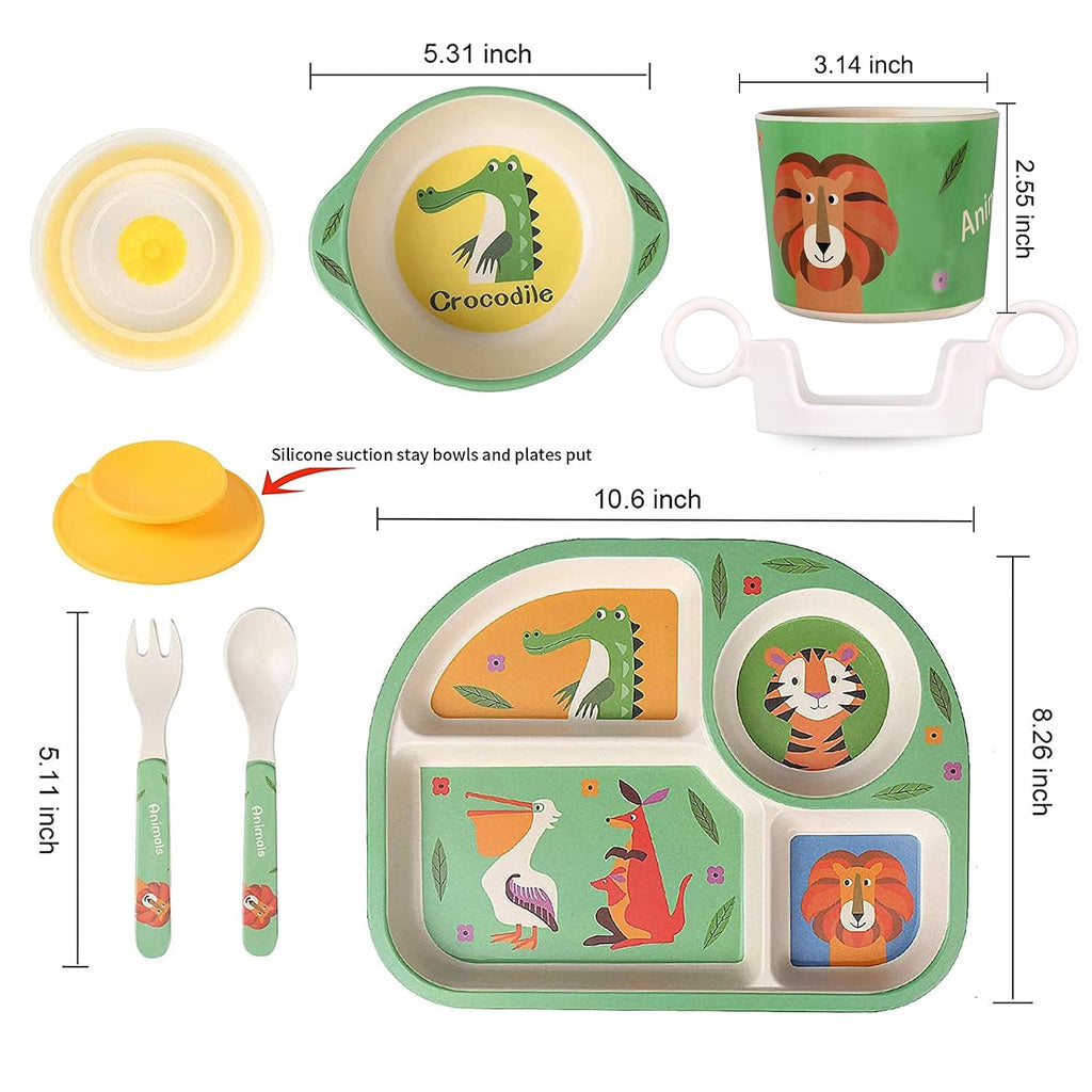 Toddler Baby Plates and Bowls Set, 7Pcs Kids Plate Dinnerware Set
