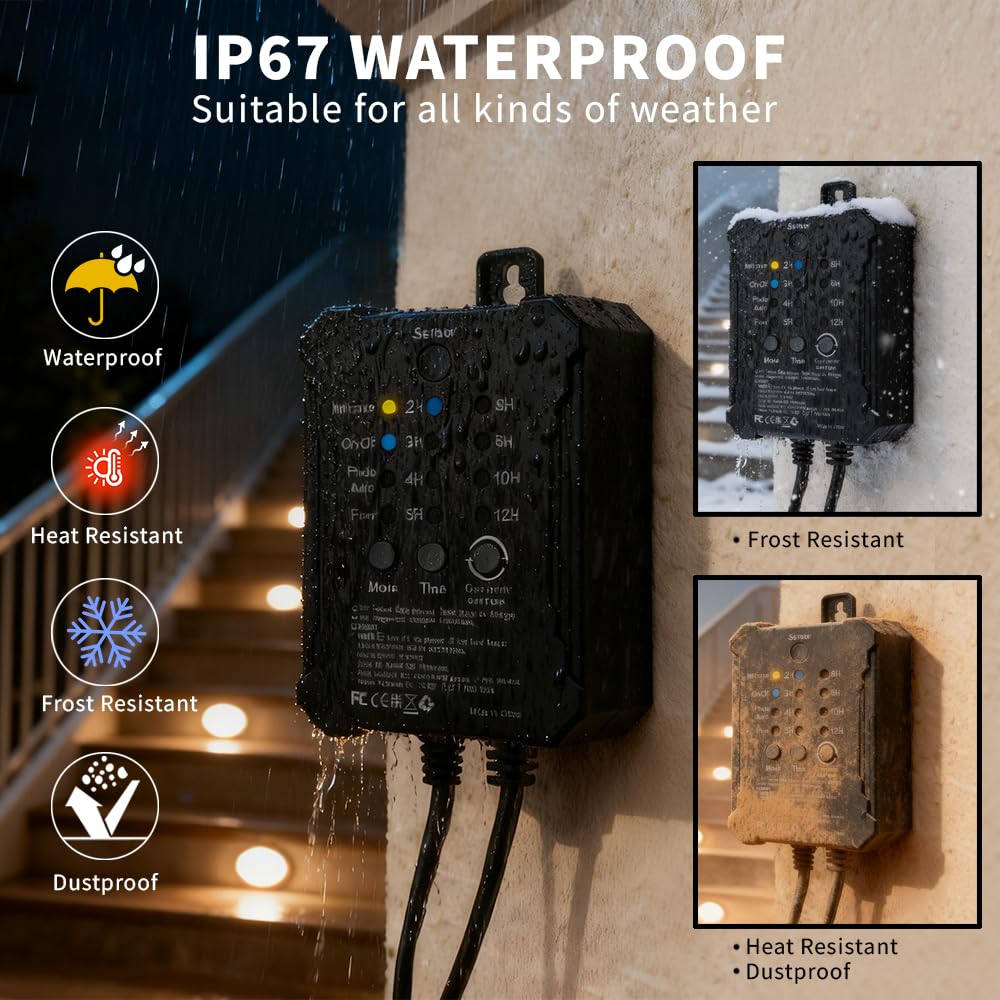 Low Voltage Deck Lights with Transformer Dimmable Timer Circuit Protection and Memory Function and Photocell Sensor