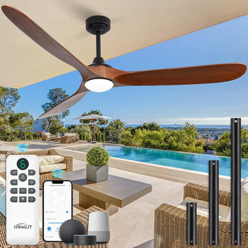 Inspired Maverick Style Ceiling Fan with Lights, 72'' Solid Wood Ceiling Fan with Lights, DC Reversible Motor, WiFi
