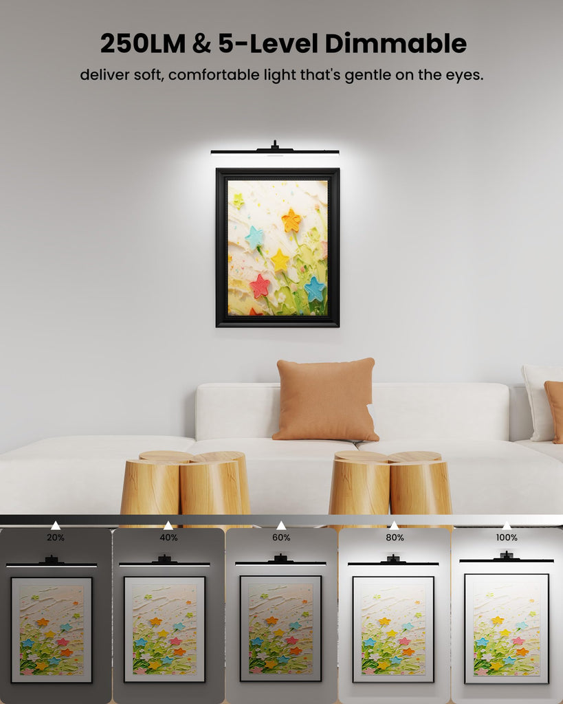 3Pack Picture Light for Wall Dimmable Gallery Light 16in Black