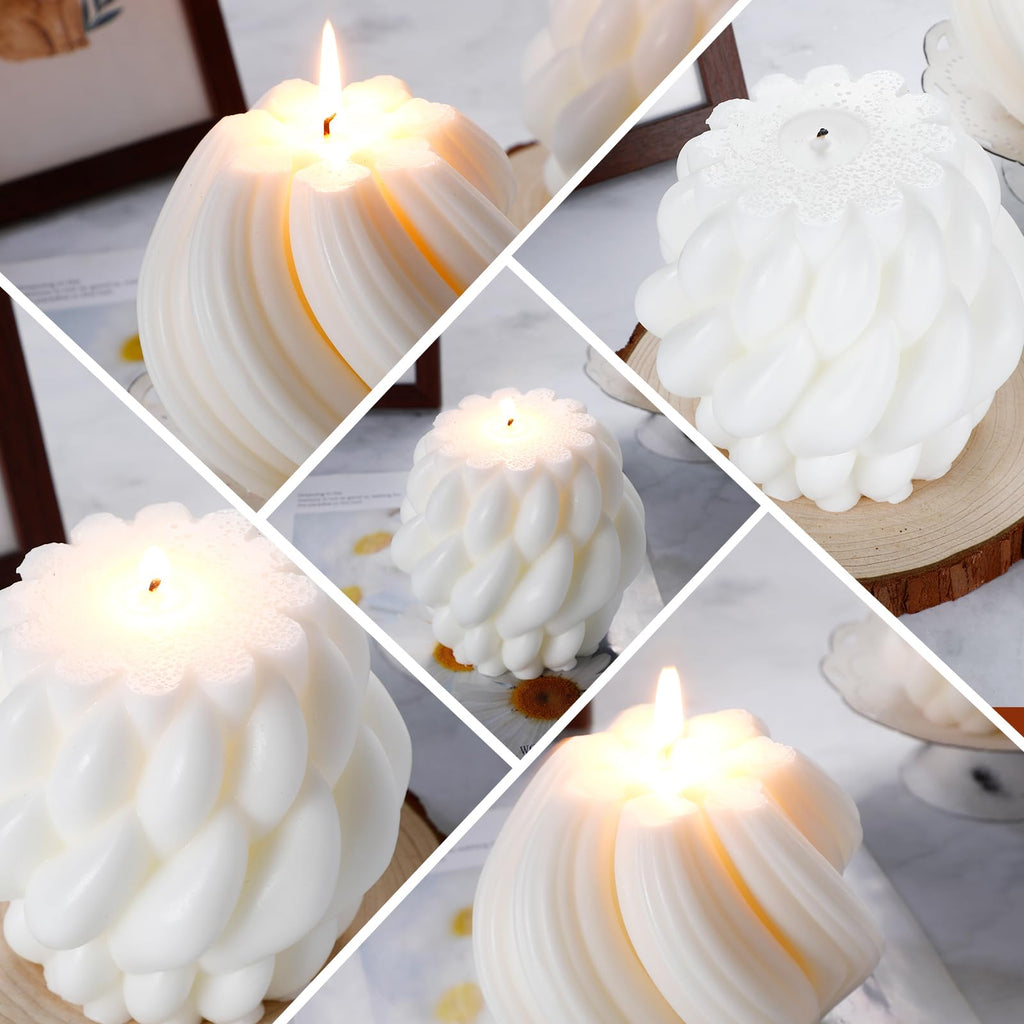 2 Pcs Pillar Bubble Candle Decorative, Knot Ball Swirl Ribbed