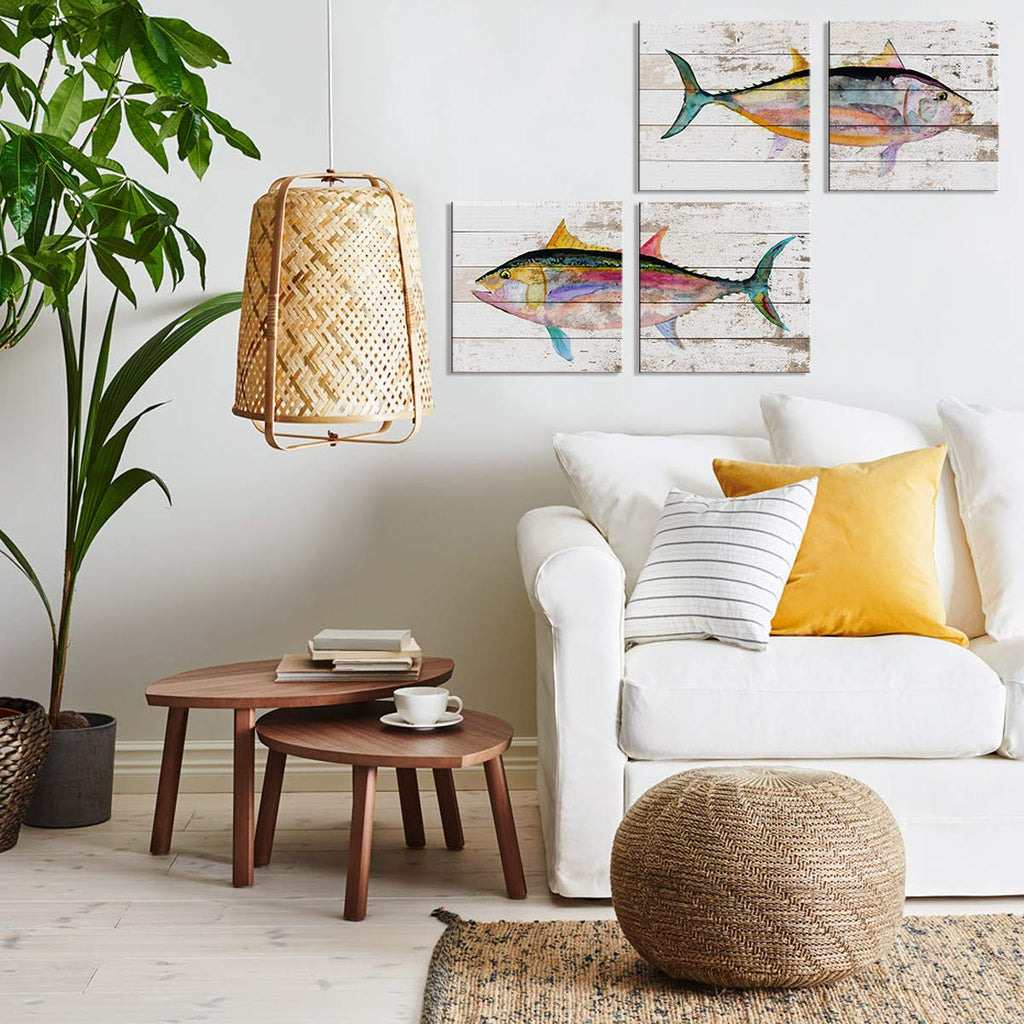 Tuna Fish Wall Decor Ocean Canvas Art Beach Bathroom Coastal Decor Rustic Fish Pictures Kitchen Nautical Sea Animal