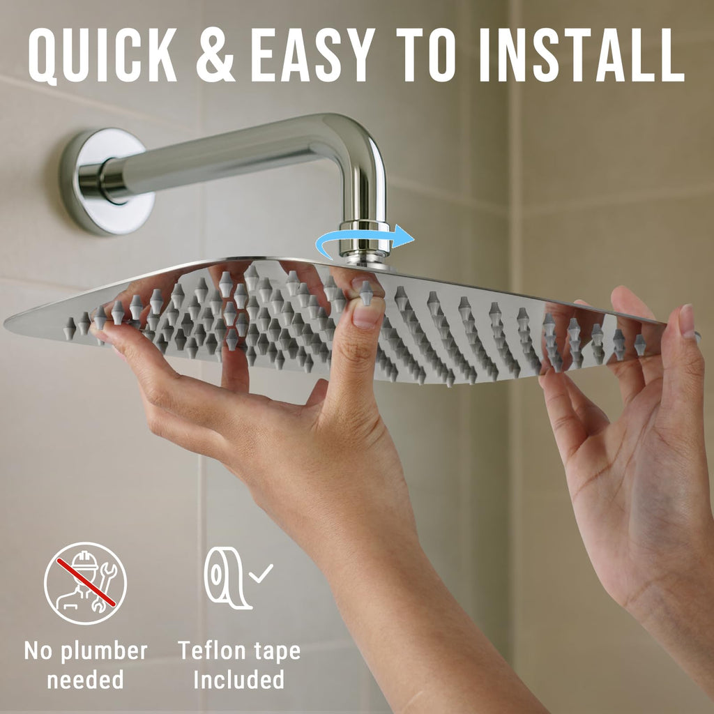 All Metal 16 Inch Large Rain Shower Head for Ceiling or Wall