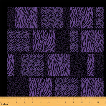 Leopard Cheetah Zebra Cattle Decorative Fabric by The Yard Wildlife Fur Splicing Print Indoor Outdoor Purple and