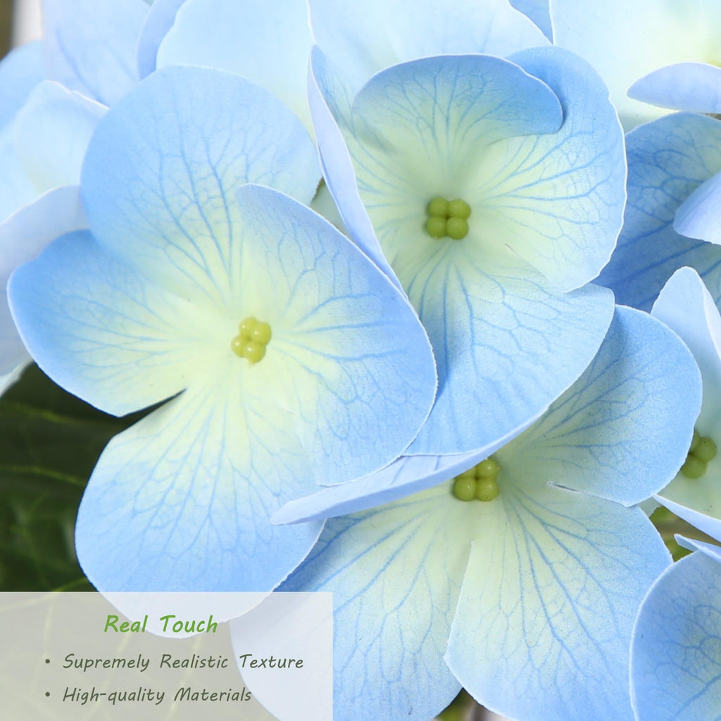 4FT Real Touch Faux Hydrangea Tree Outdoor, 2 Pack Blue Hydrangea Tree Artificial with Vibrant Blooms, Faux Hydrangea