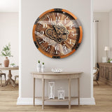 Wall Clocks for Living Room Decor, Large Real Moving Gears Clock, Vintage Industrial Oversized Rustic Farmhouse Kitchen Office Fireplace...