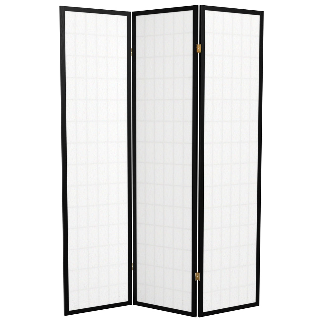 6 ft. Tall Window Pane Shoji Screen - Black - 3 Panels