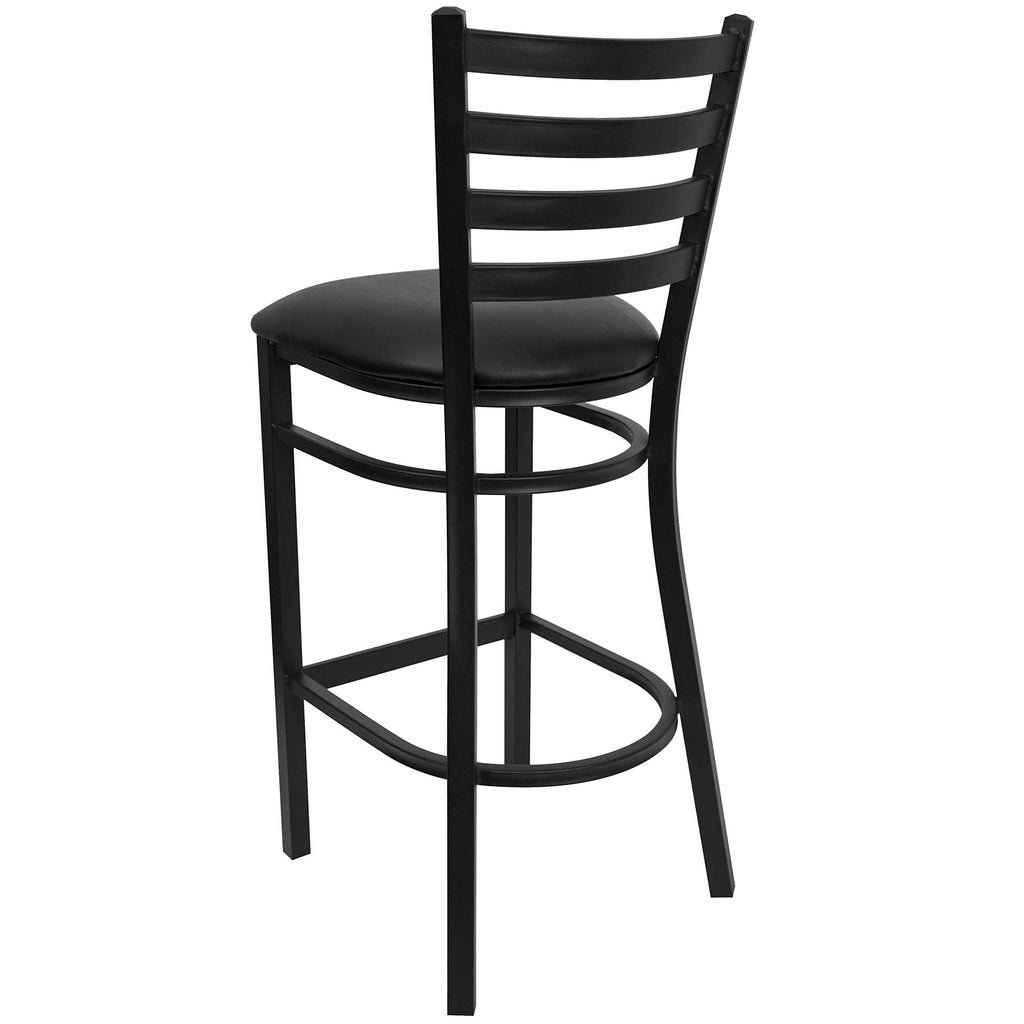 Ladder Back Restaurant Barstool, Black, 2-Pack