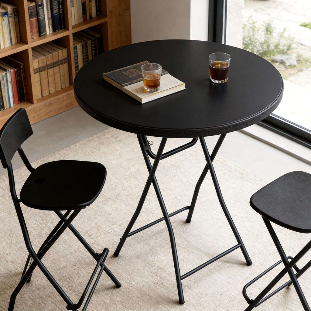 Round Folding Table 2 Pack, 32in Folding Bar Table Portable to Take and Store, Heavy Duty Plastic Banquet Table for