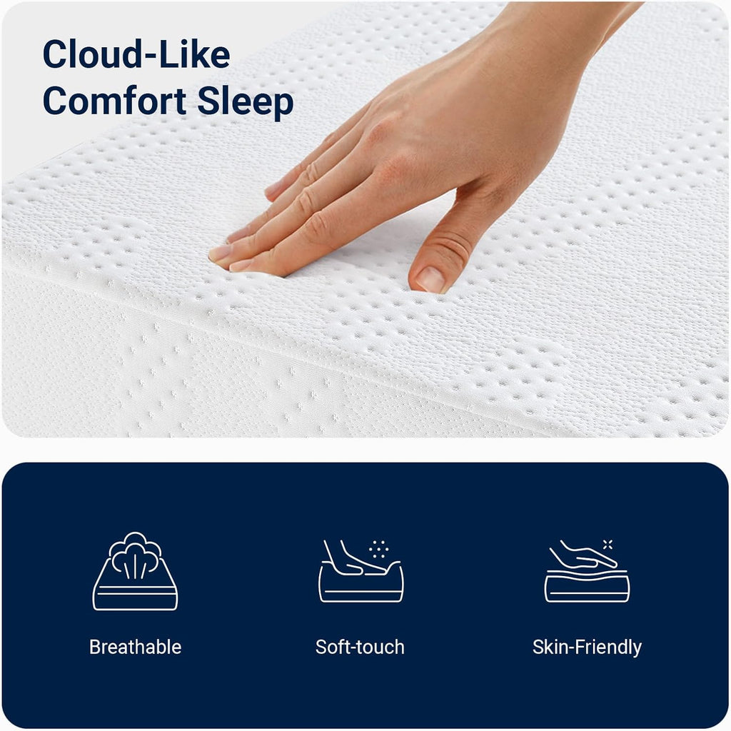 Queen Mattresses, 10 Inch Queen Size Mattress with Gel Memory Foam for Cool Night & Pressure Relief, Bed Mattress in
