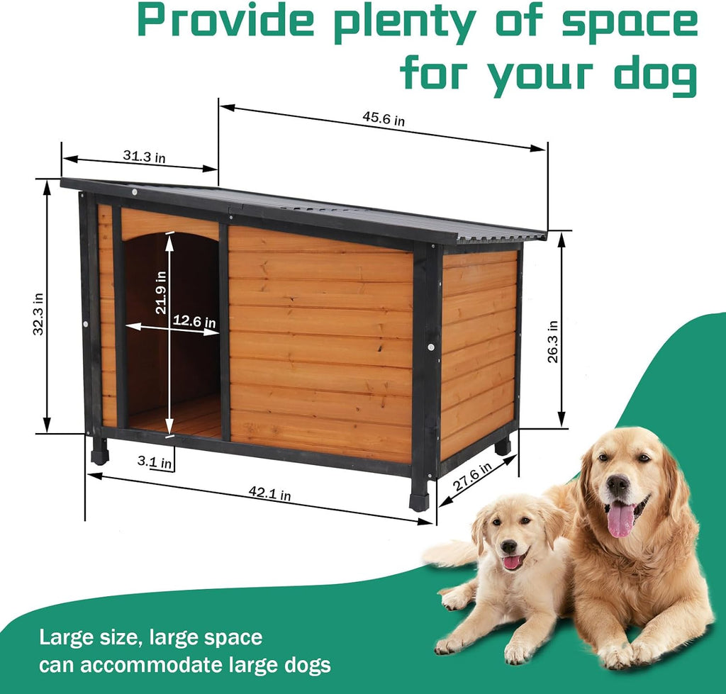 Wooden Dog House Outdoor Large Dog Kennel Weatherproof with PVC Roof