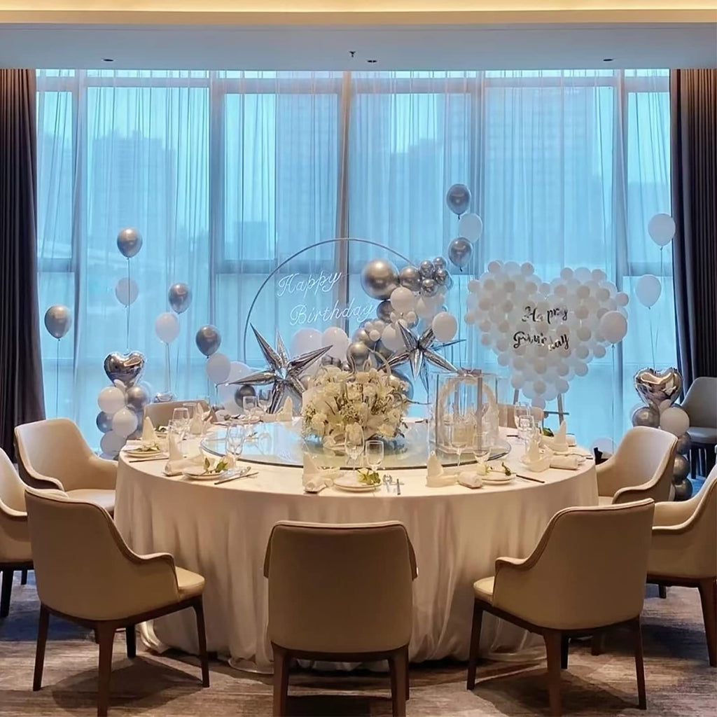 90 Inch Round Tablecloth White Polyester Fabric Table Covers 6 Packs