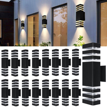 16Pack 15inch LED Square Up & Down wall Lights, 14W Outdoor Wall Light 4000K Day White Aluminum Body Waterproof IP65