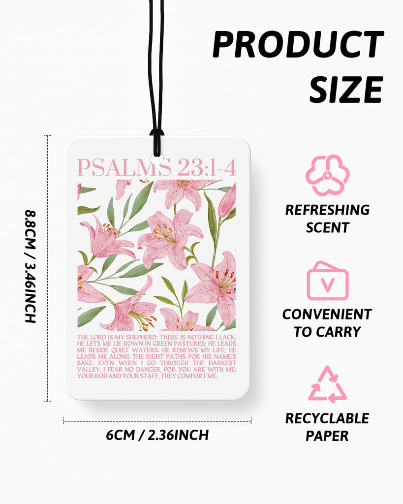Preppy Pink Floral Cherry Christian Car Air Freshener 4 Pcs, Coquette Girly Religious Hanging Air Freshener for Cars