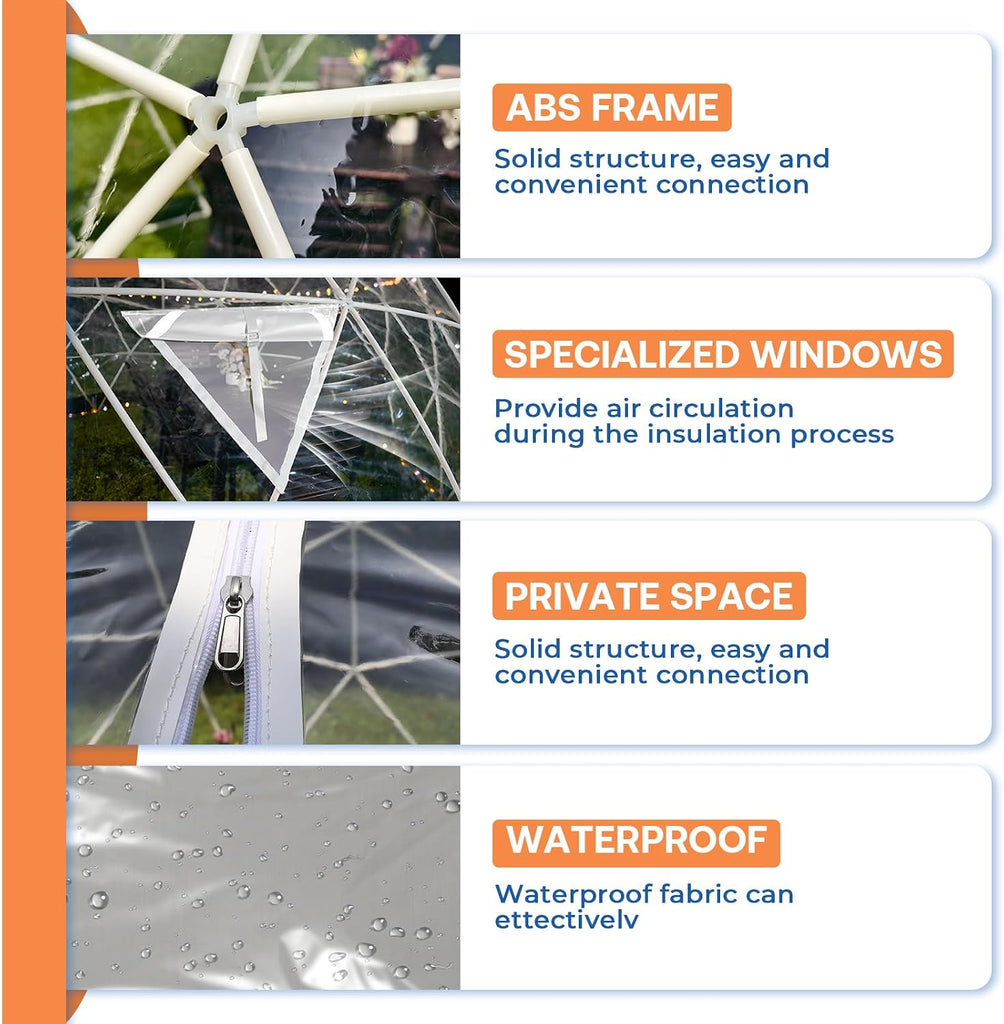 12 x 7.2 FT Garden Dome Tent, Outdoor TPU Greenhouse for 4-8 Person, Greenhouse Garden Tent with Window, Waterproof