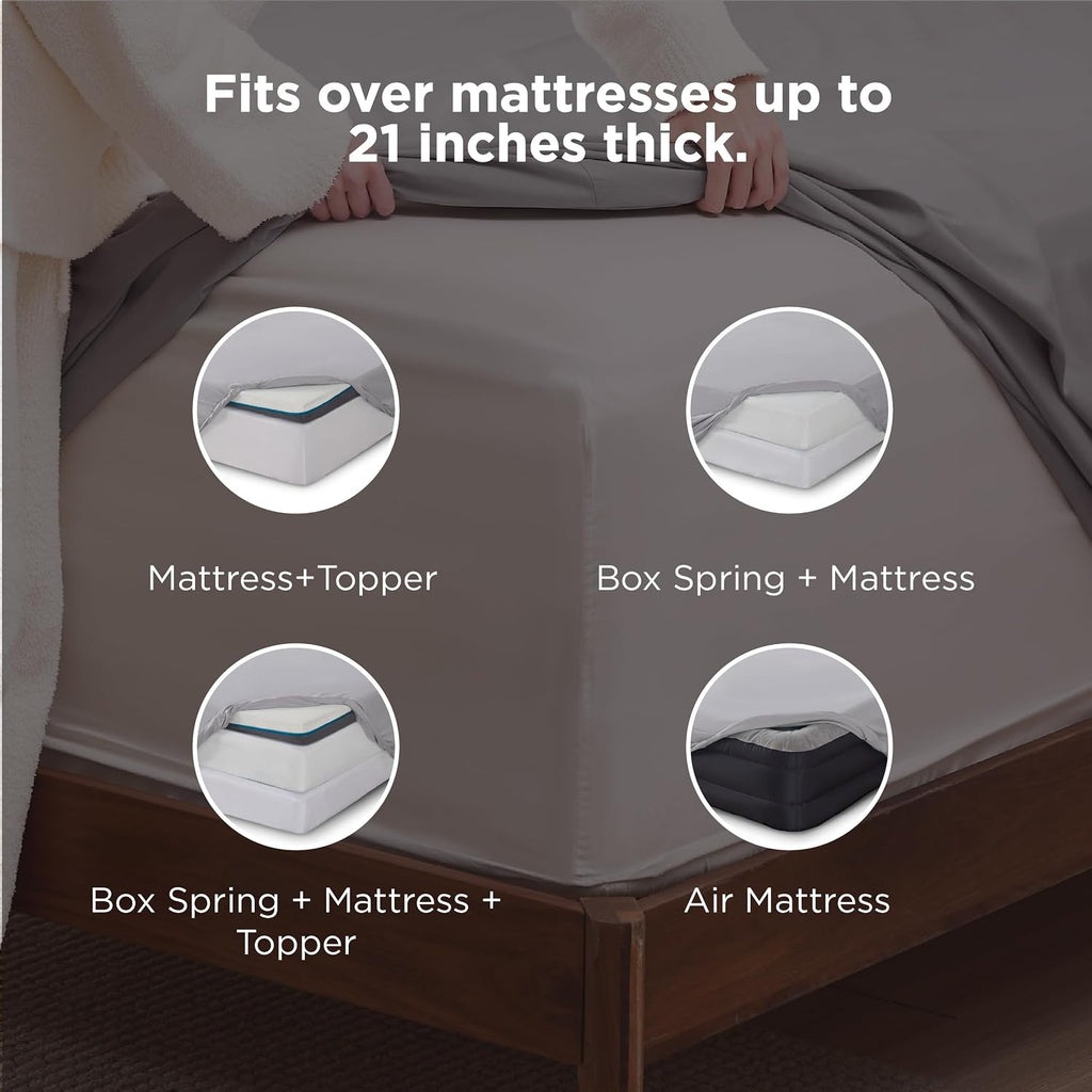 Deep Pocket Queen Sheets Set - Fits Mattresses Up to 21 Inches Thick - 4 Piece GentleSoft Bed Sheets, Moisture