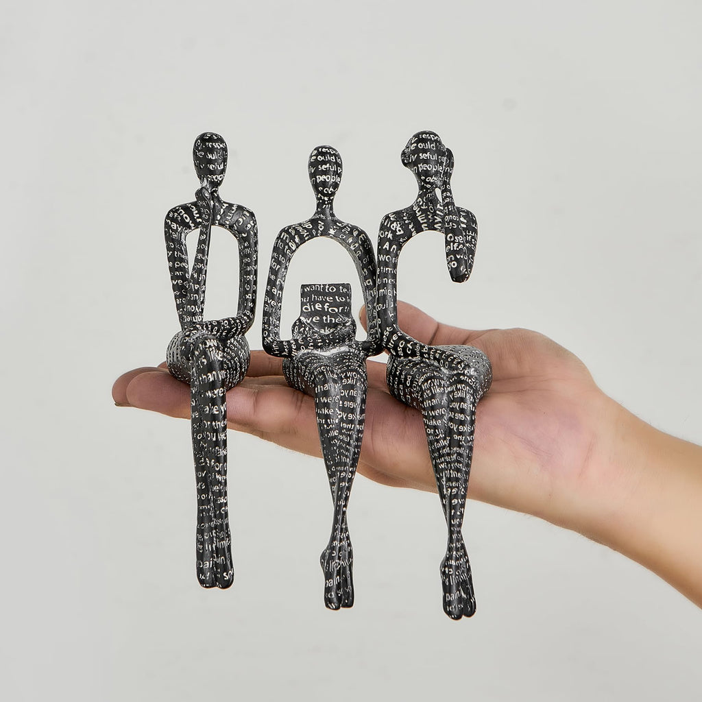 Black Decor Thinker Statue, Abstract Art Sculpture Coffee Table & Bookshelf Decor Accents, Modern Living Room Office