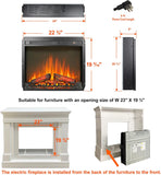 23" Electric Fireplace Insert, Fireplace Heater with Remote, Adjustable 4 Flame Brightness, Log Set, Low Noise