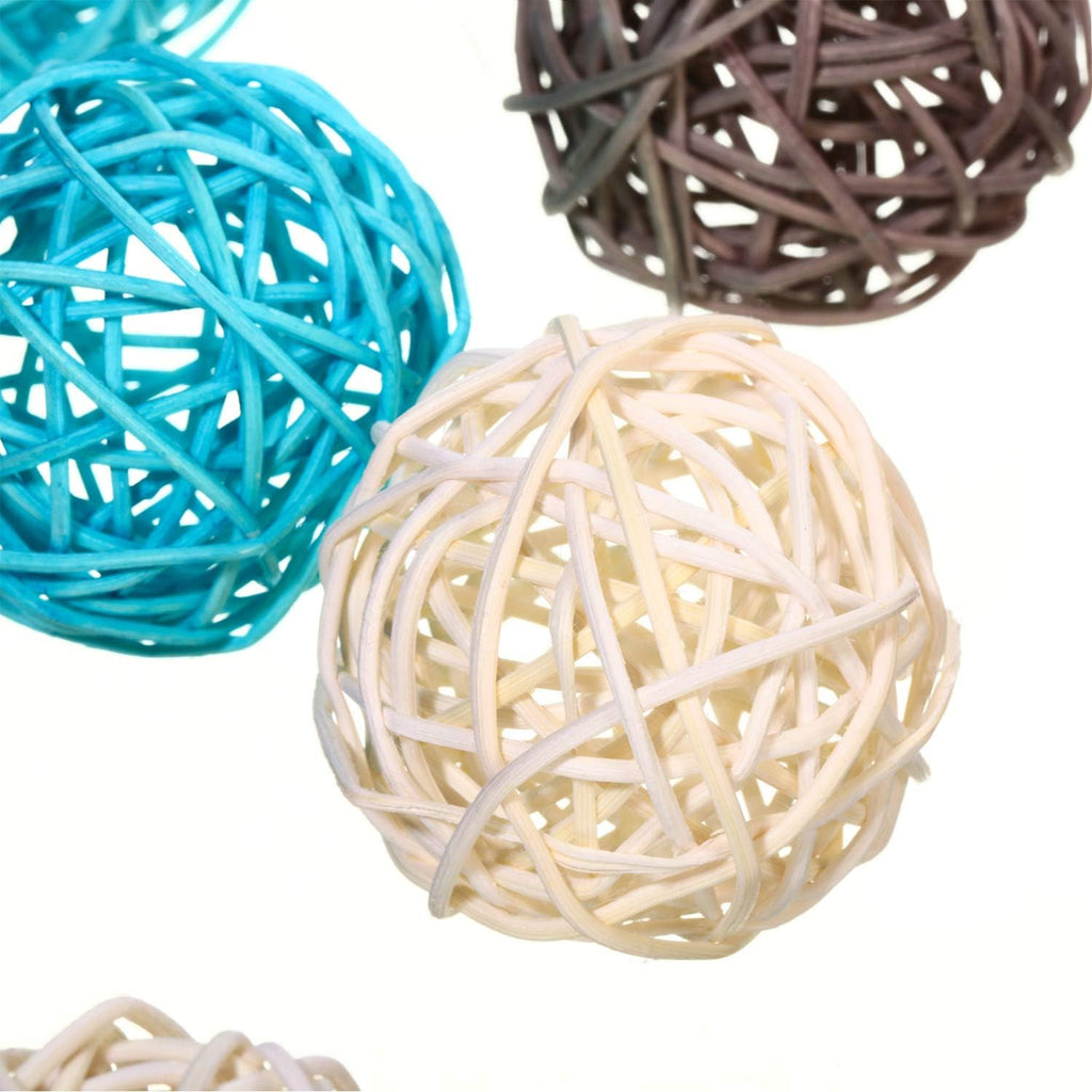 Rattan Balls Vase Filler Teal Decorative Orbs, 1.8" - Set of 15