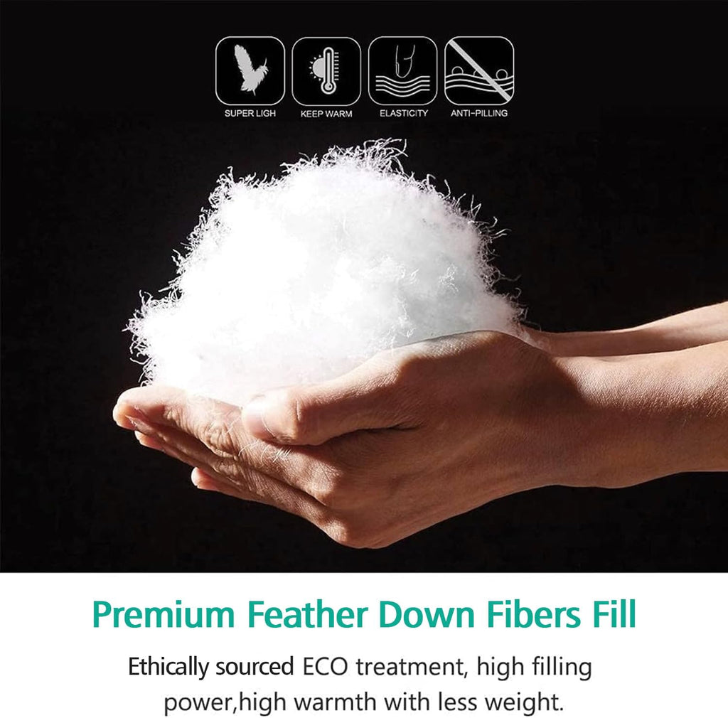 Fluffy Luxury Heavyweight Down Feather Fibers Comforter for Winter Colder Climates/Sleeper- 100% Org