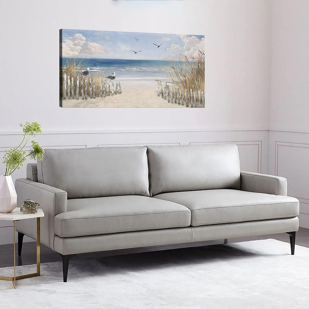 FC3750 Sandy Beach Wall Art Canvas Print Wall Art Seascape Blue Print Painting Abstract Coastal Picture Modern Ocean