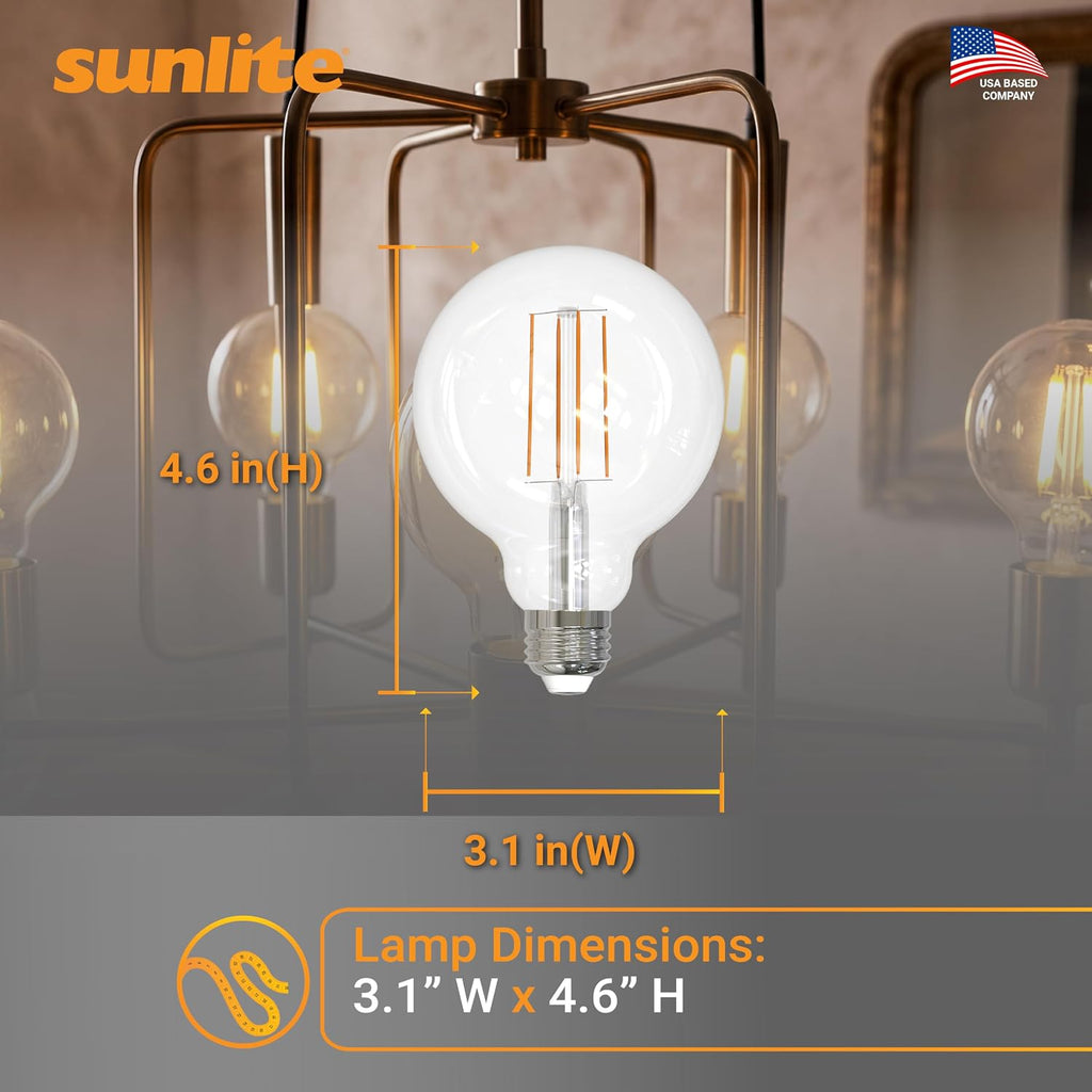 LED G25 Edison Globe Light Bulb, 8.5 Watts (100W=), Medium E26 Base, 800 Lumens, Dimmable, Clear Glass, Antique Long