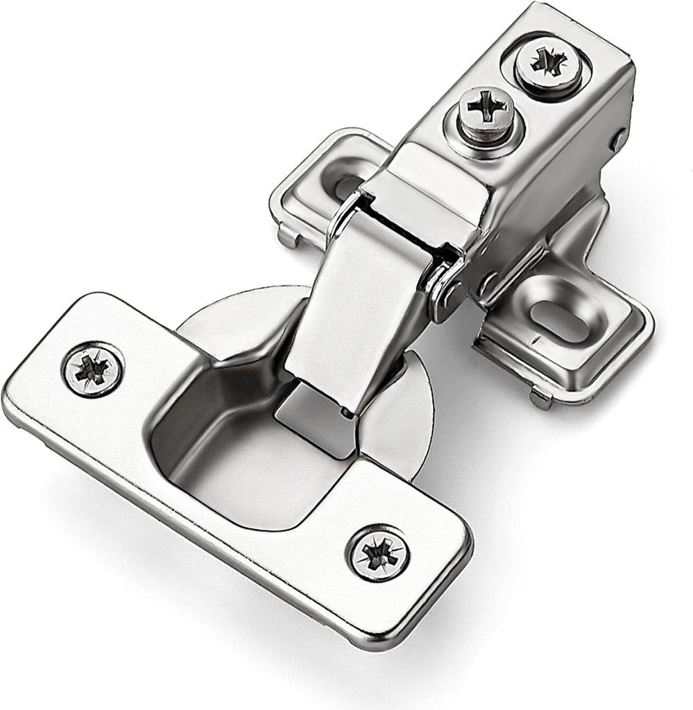 30 Pack 15 Pairs Short Arm Kitchen Cabinet Hinges for 5/8 Inch Overlay Cabinet, Brushed Nickel 105 Degree Opening Angle