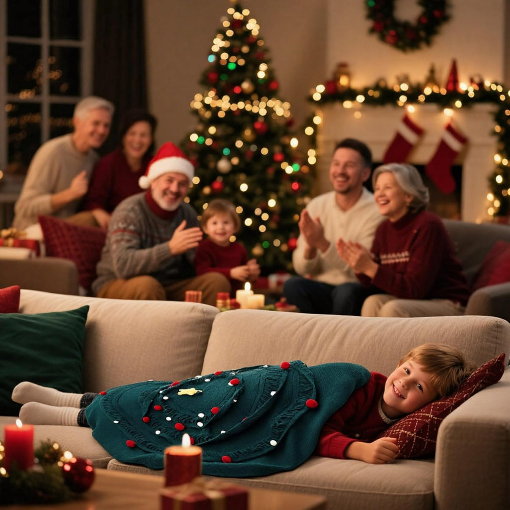 31" Christmas Tree Blanket Crochet Lap Throw Tree Shaped