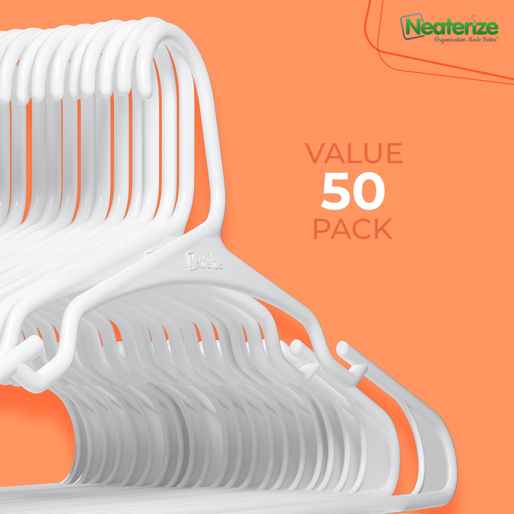 Clothes Hangers Plastic 50 Pack for Adults - Plastic Hangers, The Perfect Coat Hanger and Space Saving Clothes