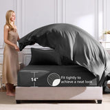 Queen Comforter Set Dark Grey - Bed in a Bag Queen 7 Pieces, Luxury Soft Bed Set for All Seasons