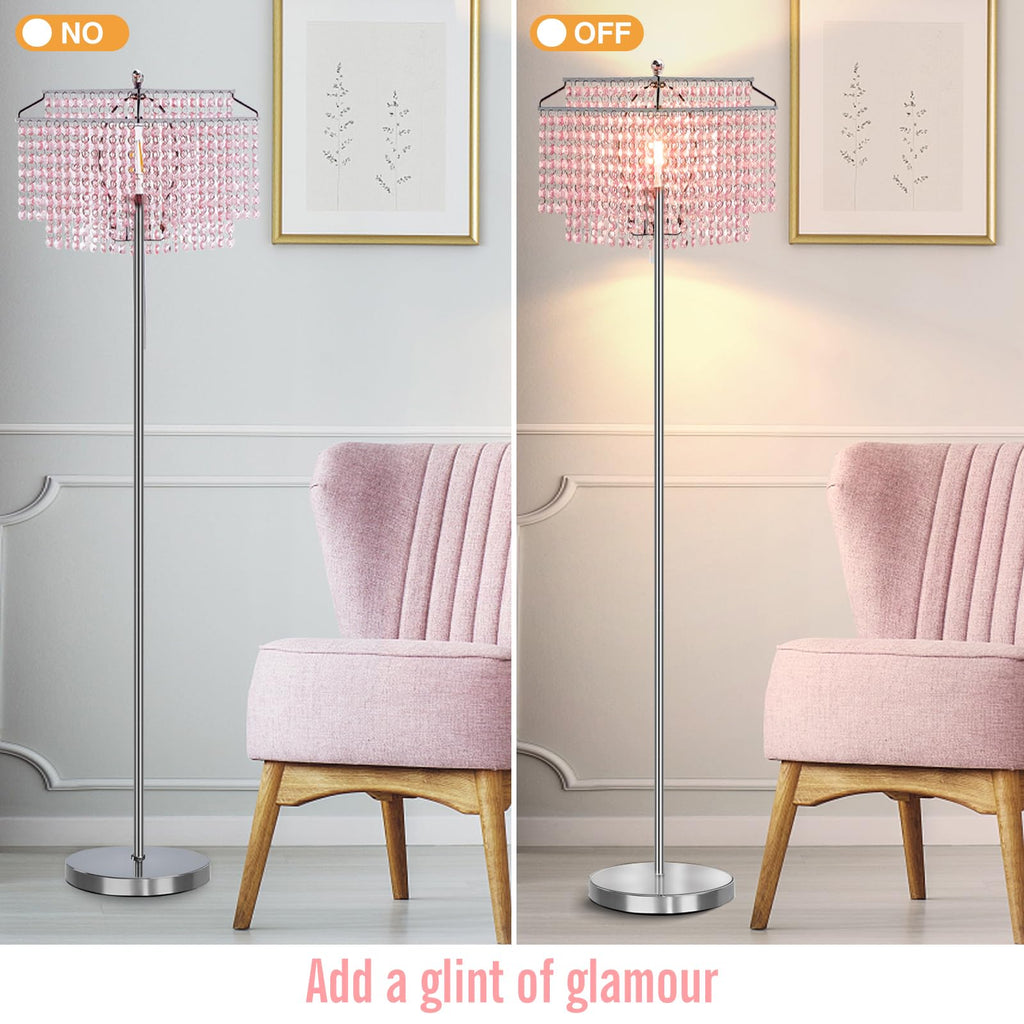 Pink Crystal Floor Lamp, 64" Tall Standing Lamps