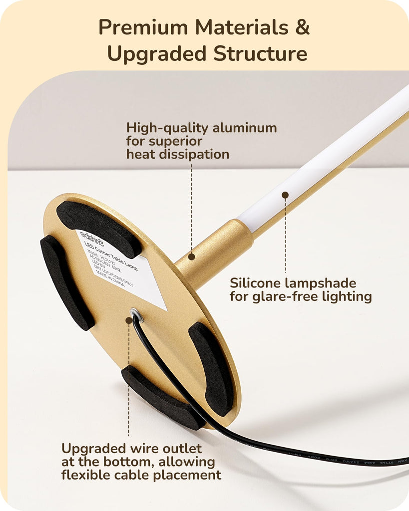 LED Table Lamp, Modern Dimmable Desk Lamps Metal Finish, Gold